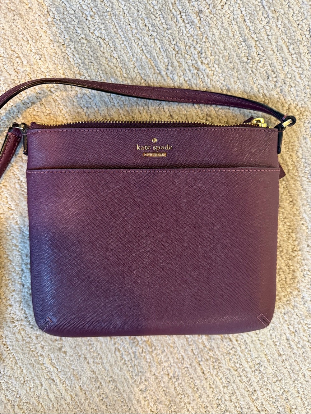 kate spade Plum Saffiano Crossbody with Gold Hardware